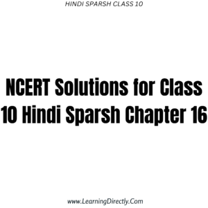 NCERT Solutions for Class 10 Hindi Sparsh Chapter 16