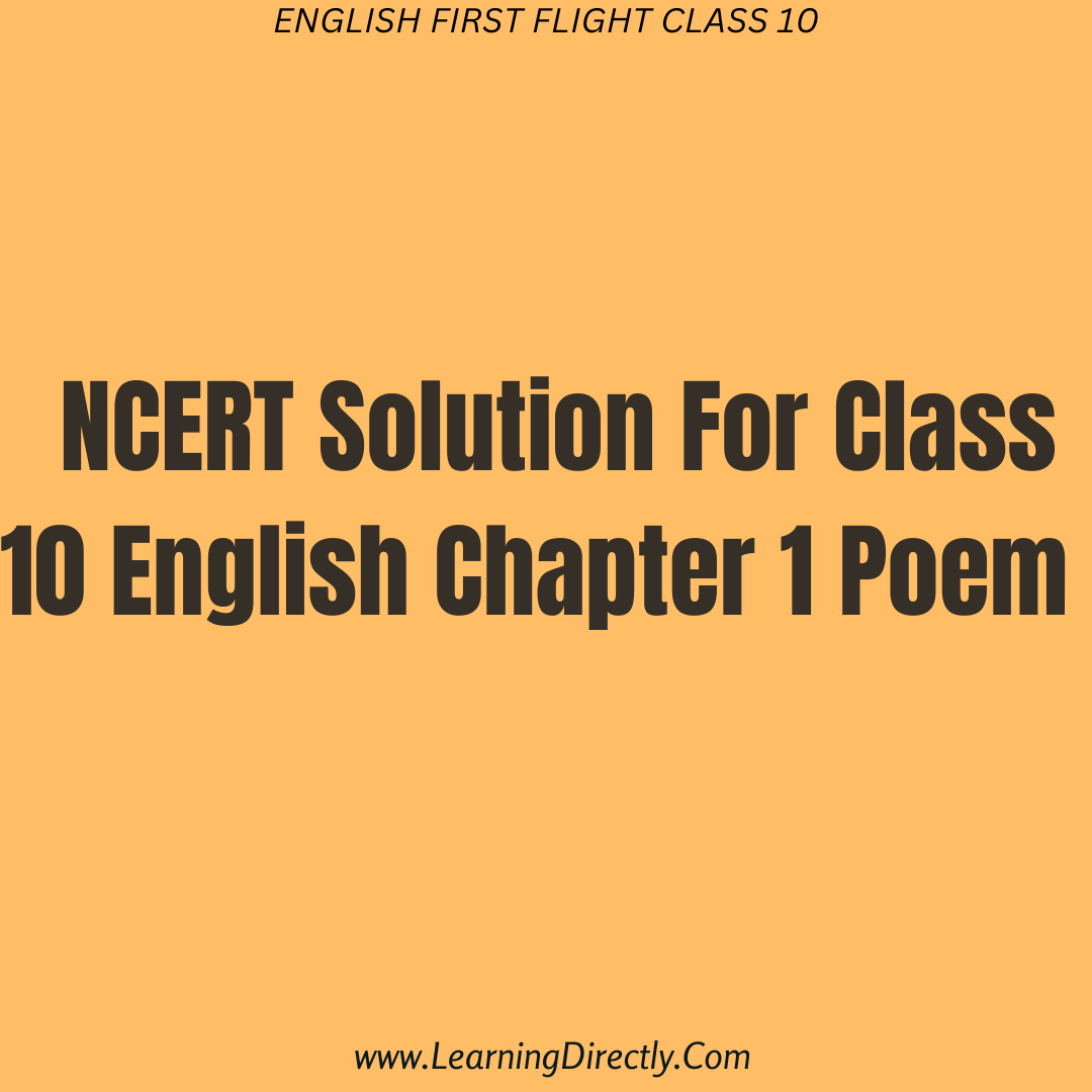 You are currently viewing  NCERT Solution For Class 10 English First Flight Poem – Dust of Snow