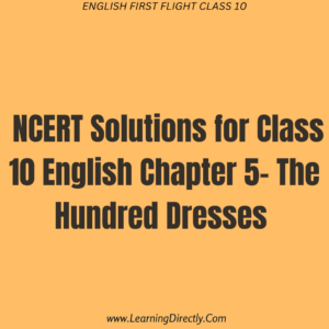  NCERT Solutions for Class 10 English Chapter 5– The Hundred Dresses 