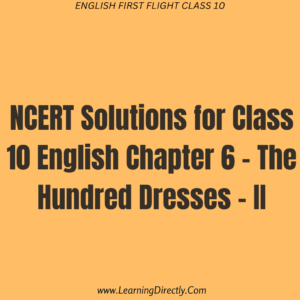 NCERT Solutions for Class 10 English Chapter 6 – The Hundred Dresses – II